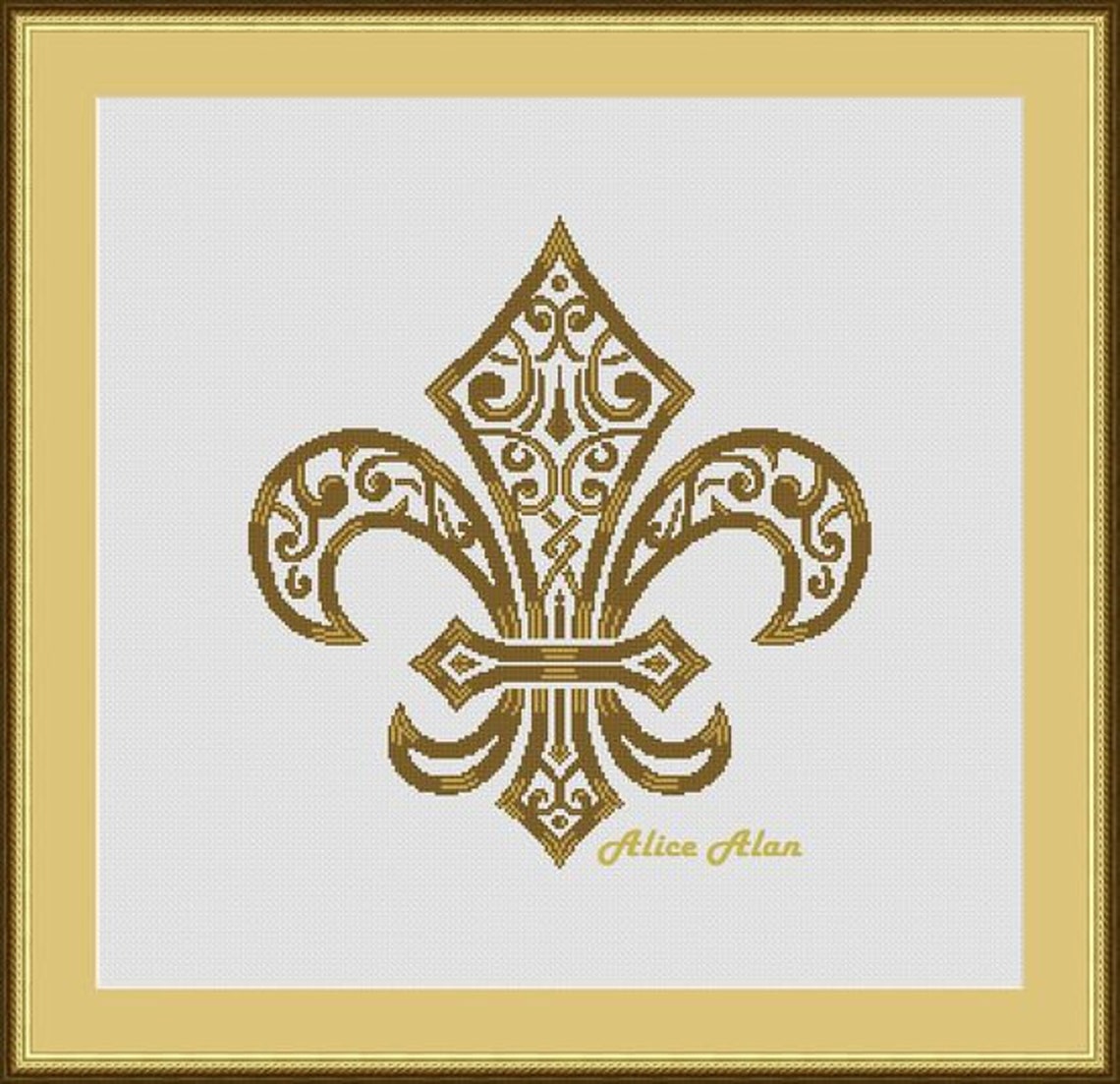 Fleur de lis Vintage Celtic knot golden Heraldic Sport Etsy