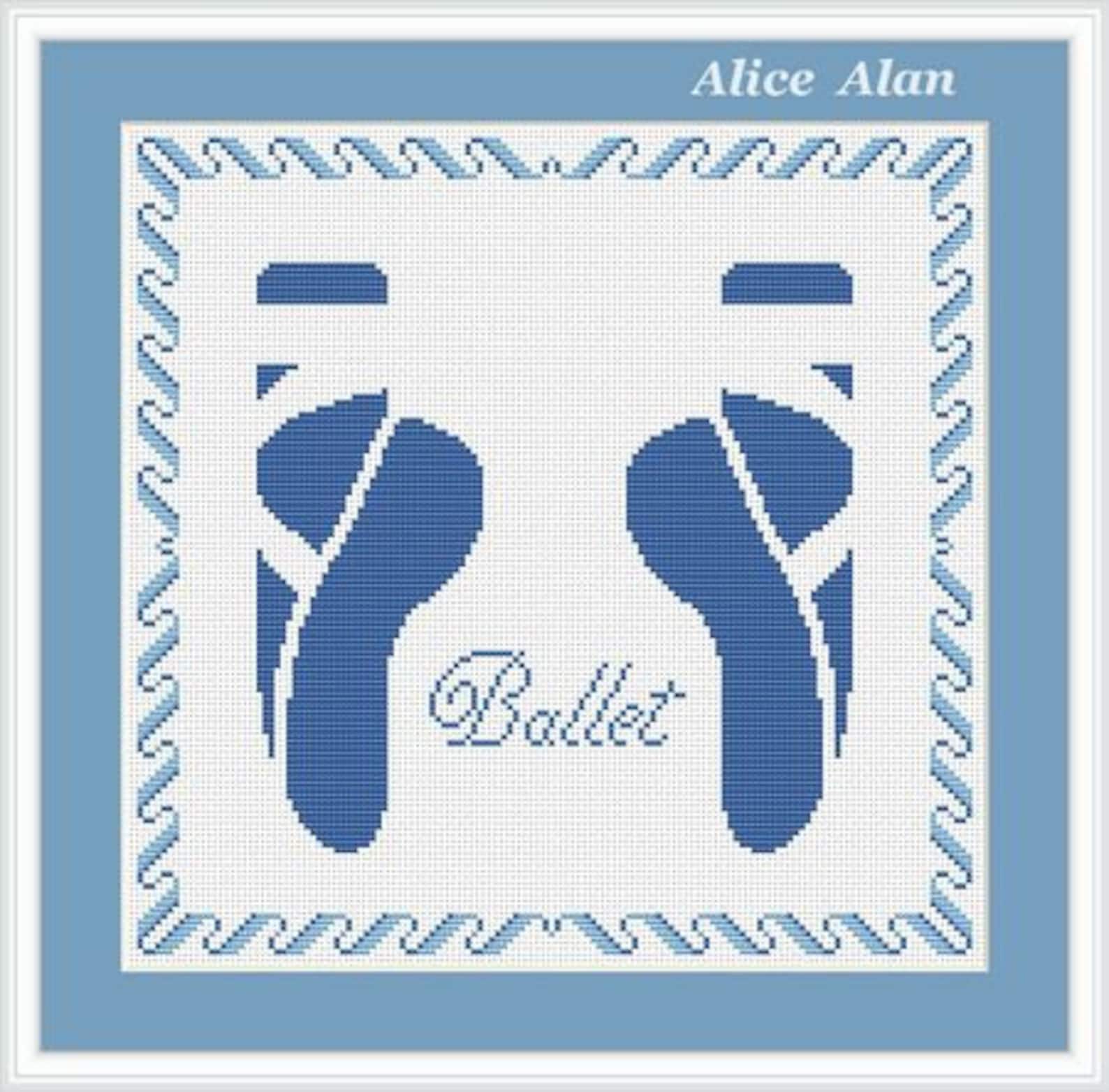 cross stitch pattern dance ballet ballerina vintage blue shoes pointe counted cross stitch pattern/instant download epattern pdf cross stitch pattern dance ballet ballerina vintage blue shoes pointe counted cross stitch pattern/instant download epattern pdf