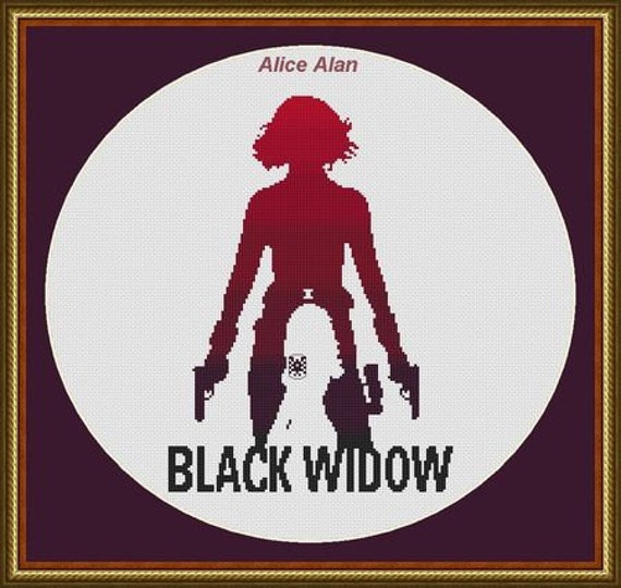 Download Cross Stitch Pattern Silhouette Black Widow Avengers Superhero Etsy