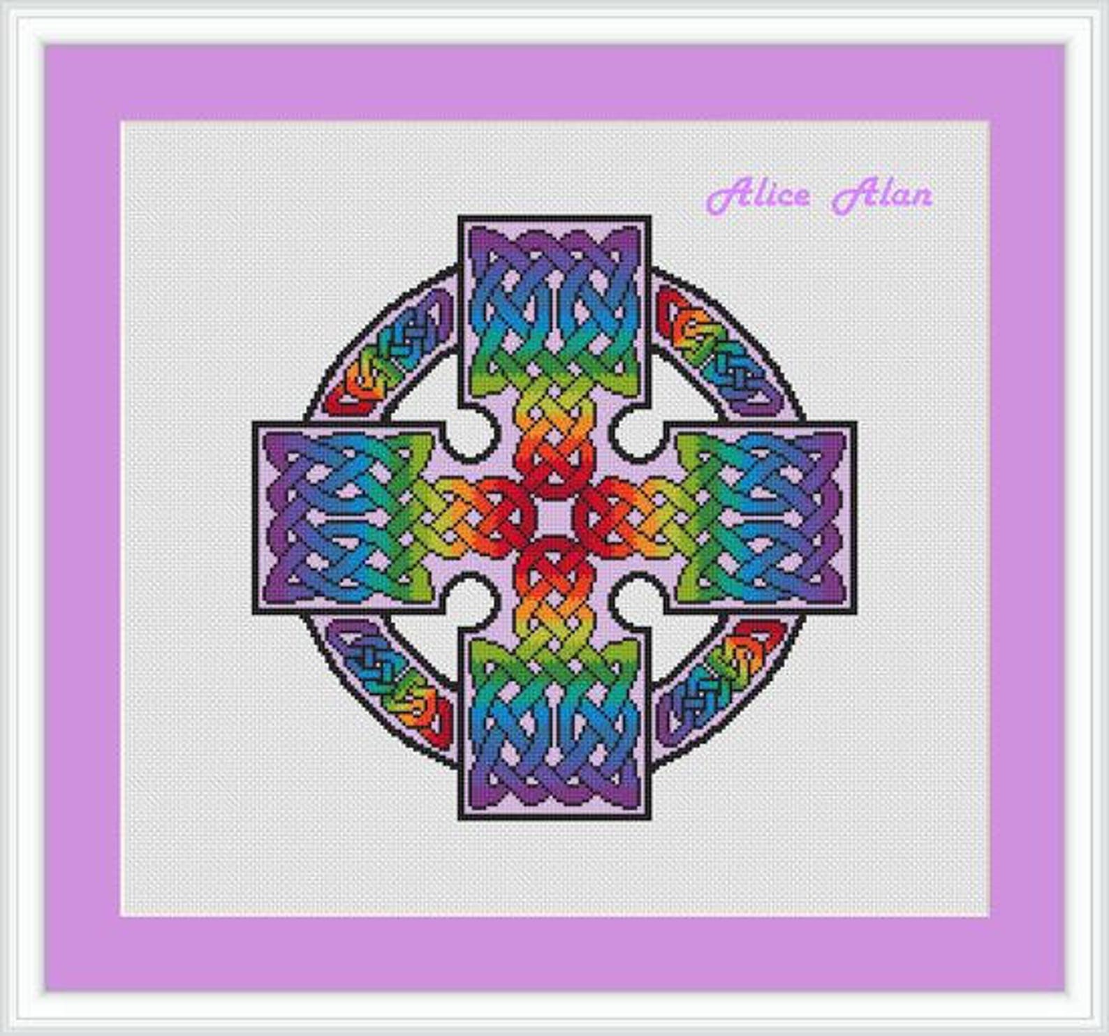 Cross stitch pattern silhouette catholic cross belief celtic Etsy