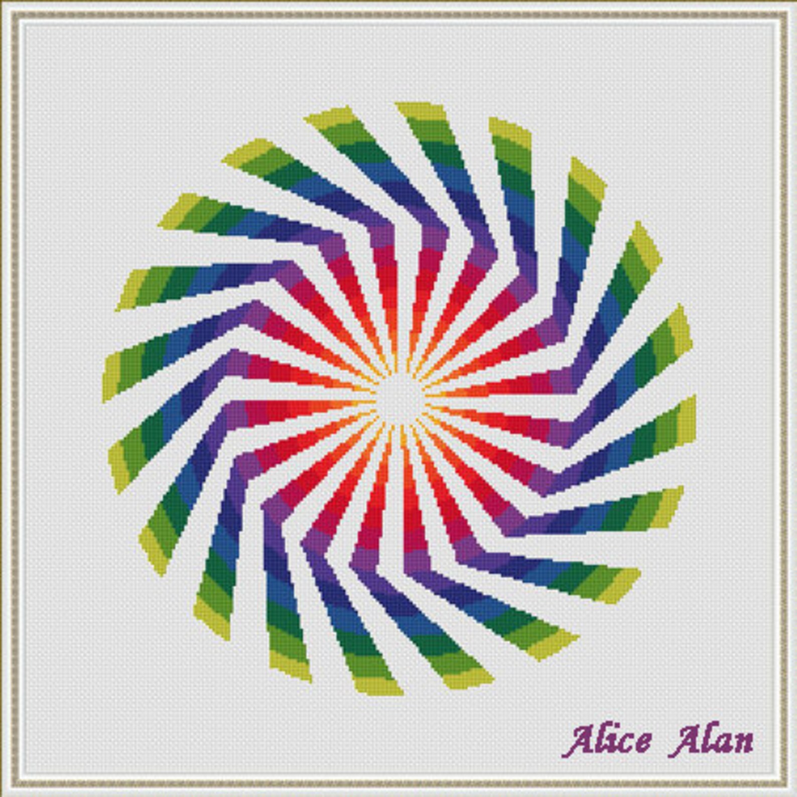 Cross Stitch Pattern Abstract Geometric Propeller Rainbow | Etsy