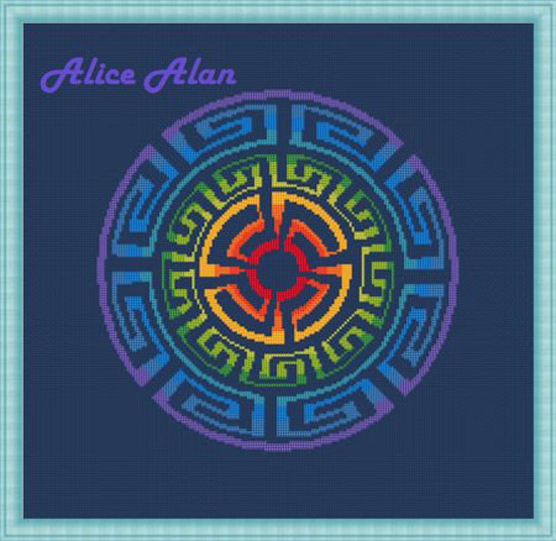 Cross Stitch Pattern Ethnic Greek Mandala Sun Abstract Symbol Etsy