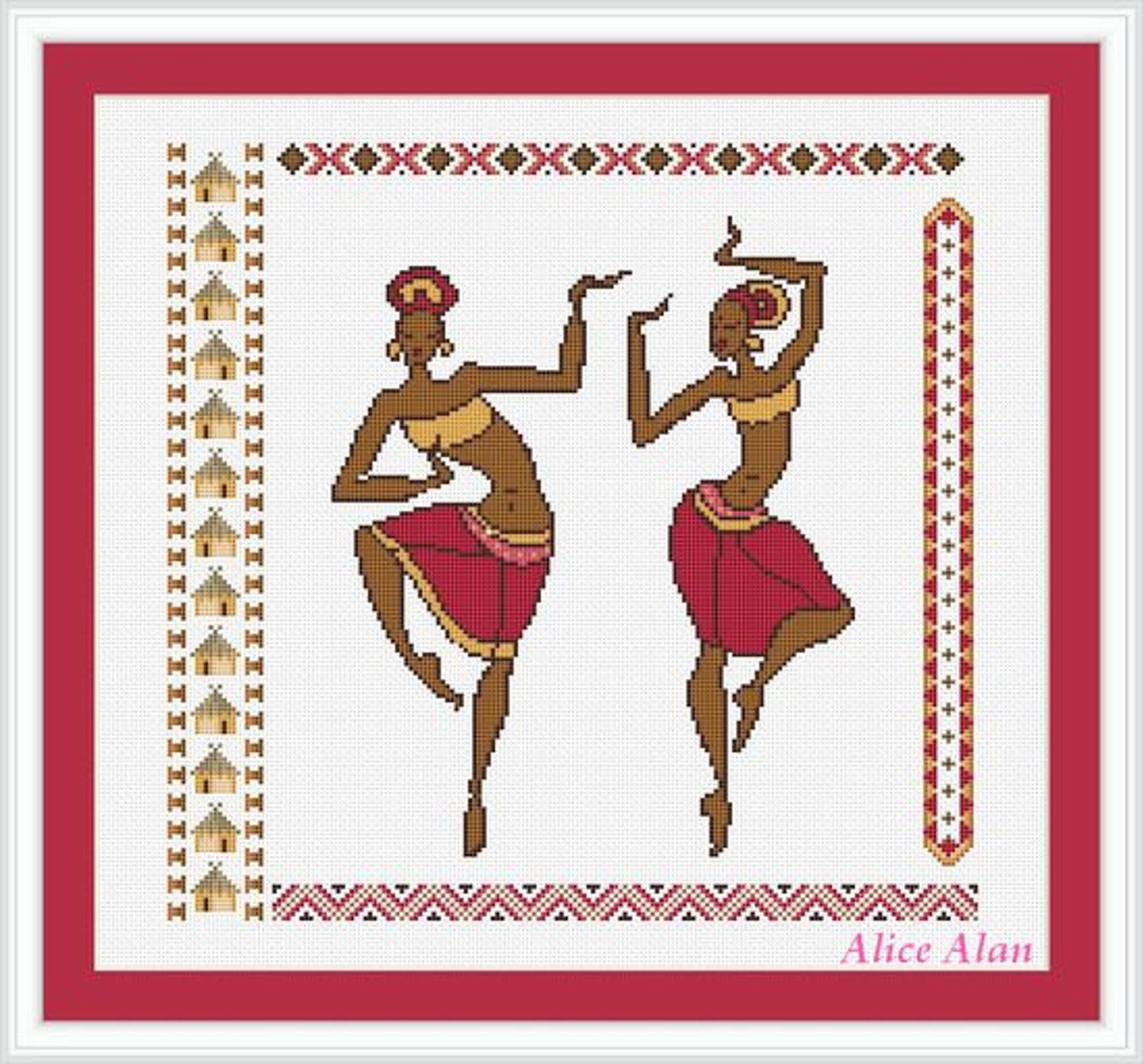 Cross Stitch Pattern Dancing African Womans with ethnic motifs Etsy