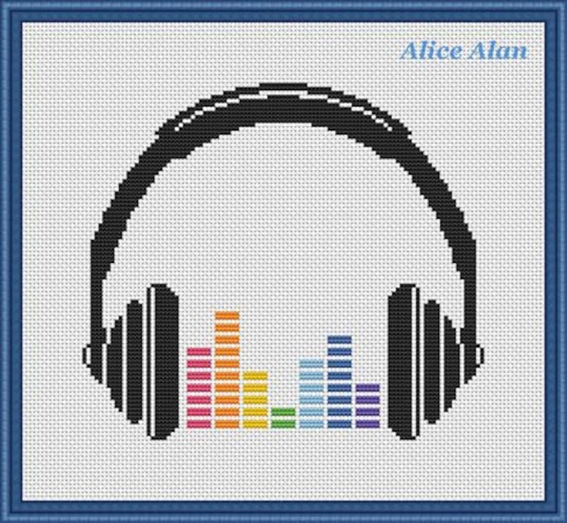 Cross stitch pattern music sound rainbow song mono silhouette | Etsy