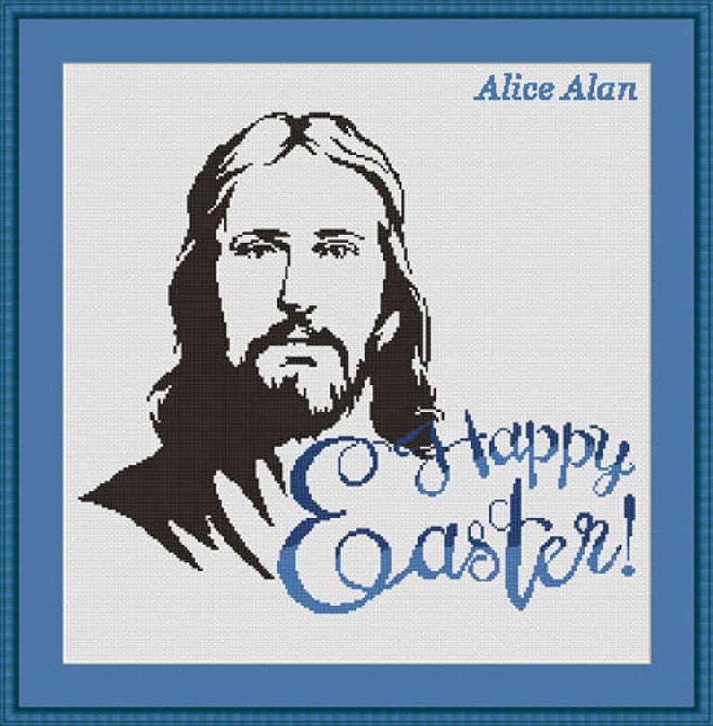 Cross stitch pattern god Jesus Christ silhouette Happy ...
