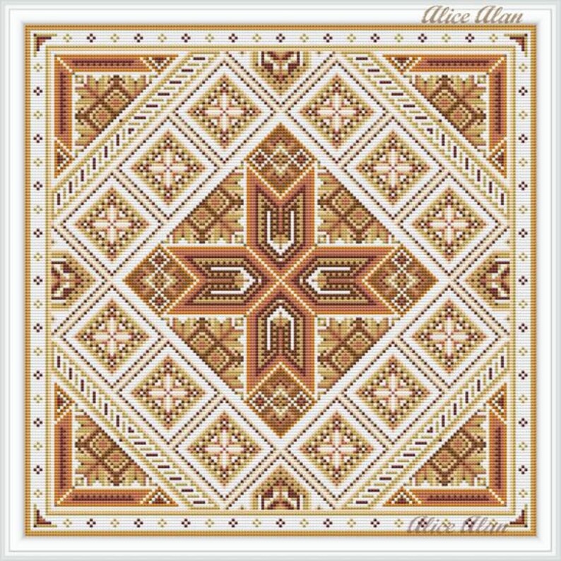Cross Stitch Pattern Geometric pattern brown for paintings Etsy