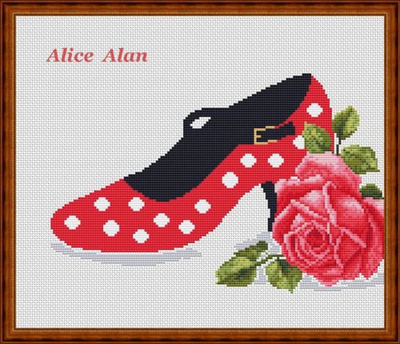 Cross Stitch Pattern Shoe Red woman love rose flower dance Etsy