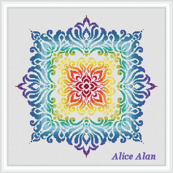 Cross Stitch Pattern Art Abstract Vintage Ornament Rainbow Etsy