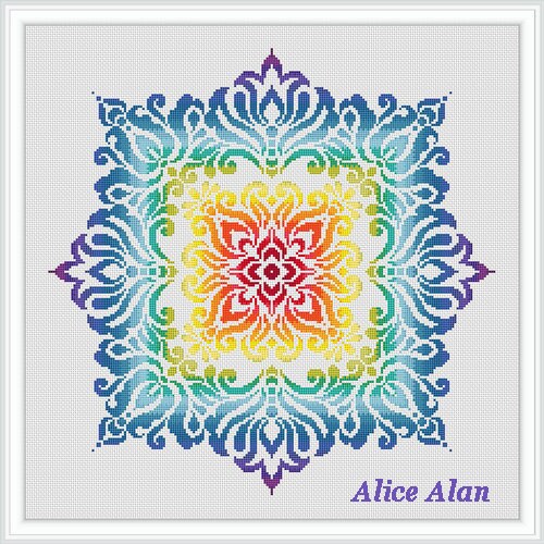 Cross Stitch Pattern Art Abstract Vintage Ornament Rainbow | Etsy