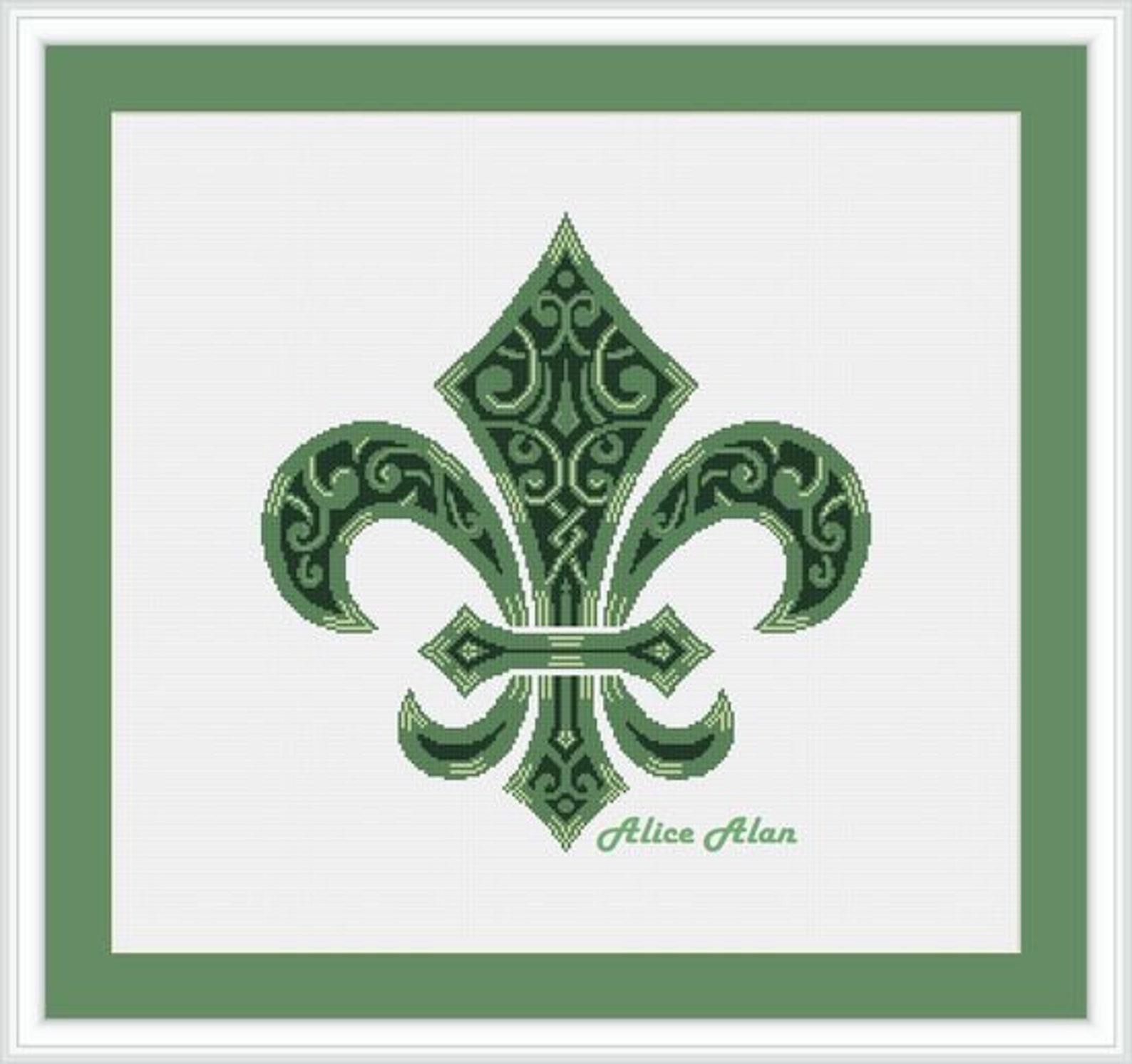 Fleur De Lis Vintage Celtic Knot Green Heraldic Sport Football Etsy