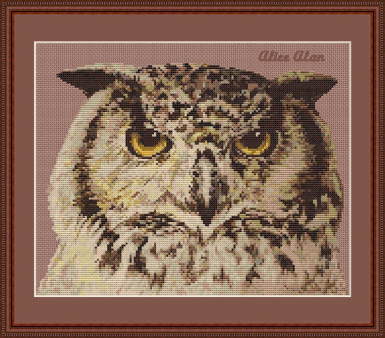 Cross Stitch Pattern Bird Owl Nature Head Owl Portrait Brown Monochrome Counted Cross Stitch Pattern Instant Download Epattern Kits How To Craft Supplies Tools Kromasol Com