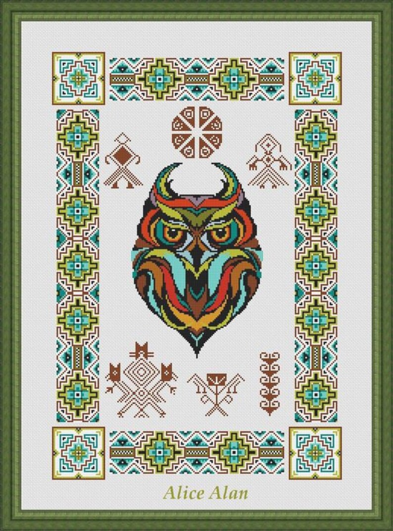 Plastic Canvas Kits How To Cross Stitch Pattern Sampler Bird Owl Ethnic Ornament Indian Silhouette Owl Counted Cross Stitch Patterninstant Download Epattern Pdf File