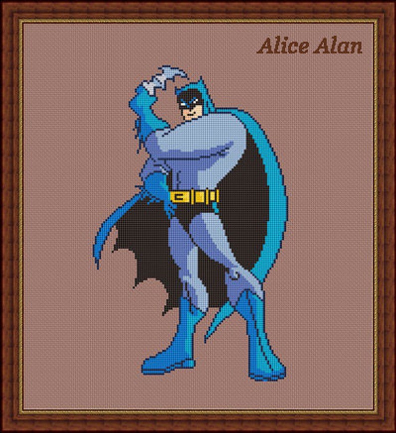 Cross stitch pattern Batman superhero black blue Marvel ...