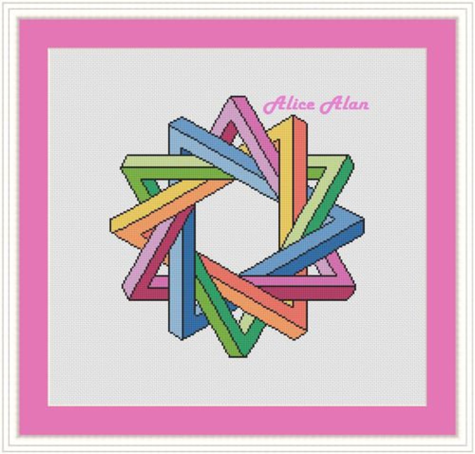 Cross stitch pattern abstract geometric figure Triangles 3D | Etsy