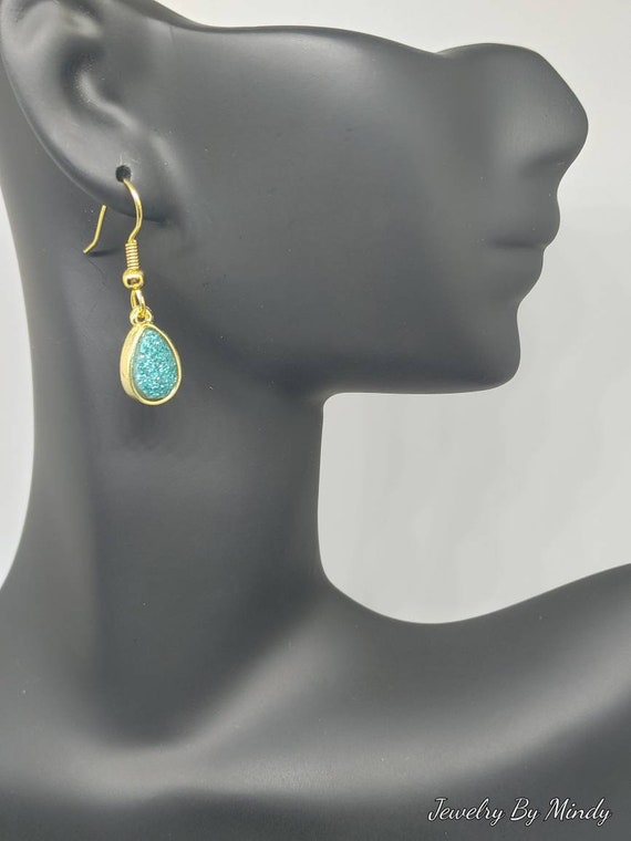 Druzy teardrop earrings sale