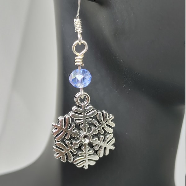 Ice Blue Swarovski Snowflake Earrings