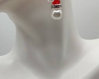 Santa Head Earrings - Crystals or Pearls
