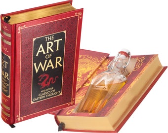 Flask Hollow Book - The Art of War di Sun Tzu (rilegato in pelle) (chiusura magnetica) (inciso su misura)