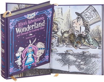 Ring Bearer Hollow Book - Alice's Adventures in Wonderland di Lewis Carroll (Leather-bound) (Chiusura magnetica)