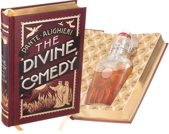 Flask Hollow Book - The Divine Comedy by Dante (Leather-bound) (Magnetic Closure) (Custom-Etched)