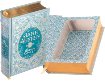 Large Book Safe - Jane Austen - Seven Novels (Magnetic Closure) - Leather bound Hollow Book Safe