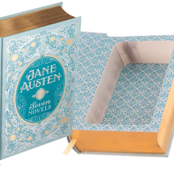 Large Book Safe - Jane Austen - Seven Novels (Magnetic Closure) - Leather bound Hollow Book Safe