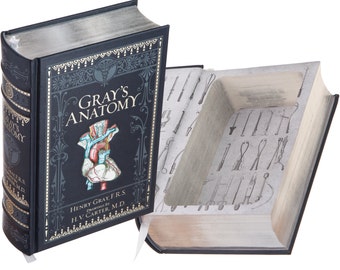 Large Hollow Book Safe - Anatomía de Gray por Henry Gray (Encuadernado en cuero) (Cierre magnético)