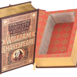 Duży sejf na książki - William Shakespeare - Oprawiony w skórę pusty sejf na książki z magnetycznym zamknięciem