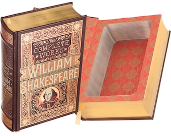 Large Book Safe - William Shakespeare - Leather bound Hollow Book Safe with Magnetic Closure