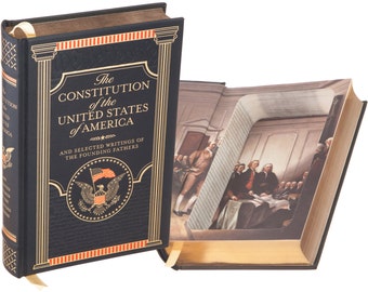 Book Safe - The Constitution of the United States of America by The Founding Fathers (Magnetic Closure) - Leather bound Hollow Book Safe