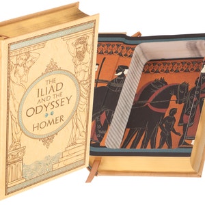 Book Safe The Iliad and the Odyssey by Homer Magnetic Closure Leather bound Hollow Book Safe image 1