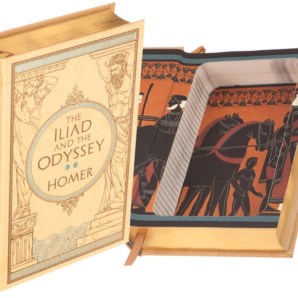 Book Safe - The Iliad and the Odyssey by Homer (Magnetic Closure) - Leather bound Hollow Book Safe