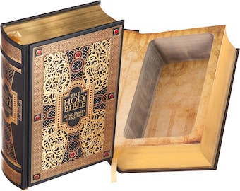 Bible Book Safe - Large Hollowed Out Bible - Leather-bound with Magnetic Closure