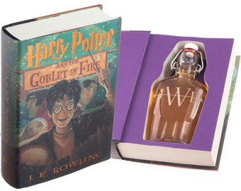 Flask Hollow Book - Harry Potter y el cáliz de fuego de J.K. Rowling (cierre magnético) (grabado personalizado)