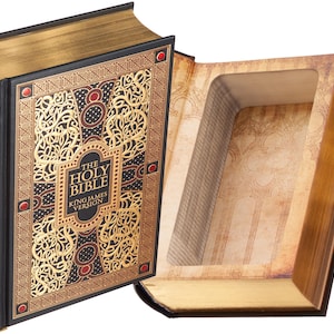 Sejf na Księgę Biblii - Duża wydrążona Biblia - Oprawa skórzana z magnetycznym zamknięciem