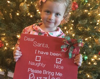 DIY KIT - Naughty or Nice Red Chalkboard Sign - Letter to Santa - yearly santa photos - Create your own - Christmas Craft - Do it yourself