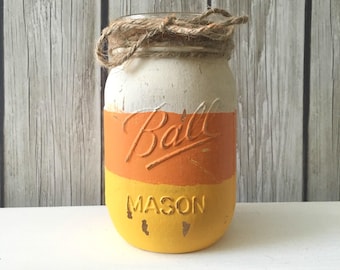 DIY Kit - Create your own Candy Corn Halloween Mason Jar - Ball Jar - Candy Corn Jar - DIY Kit - Create Your Own - Craft Kit - Fall Craft
