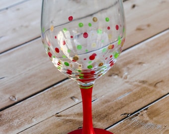 Christmas Painted Wine Glass - Paint Your Own Wine Glass - DIY KIT - Craft Kit - Create your own painted wine glass - Christmas Craft
