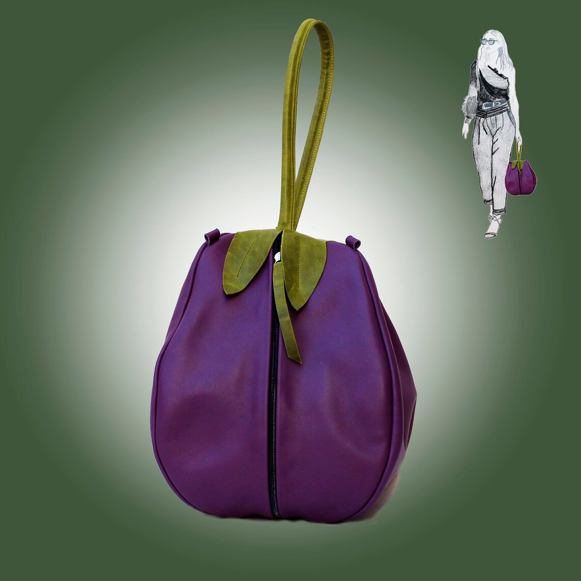 EGGPLANT BAG LEATHER craftworkoriginal big Etsy