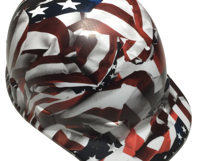 Hydro Dipped Hard Hat Pyramex SL Series Sleek Shell Cap Style Custom American Flag