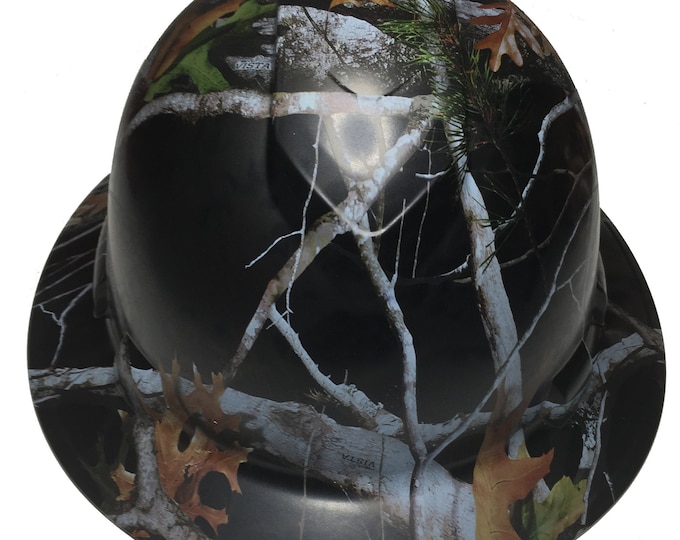Custom Hydro Dipped Hard Hat Black Vista Camo Full Brim Ridgeline