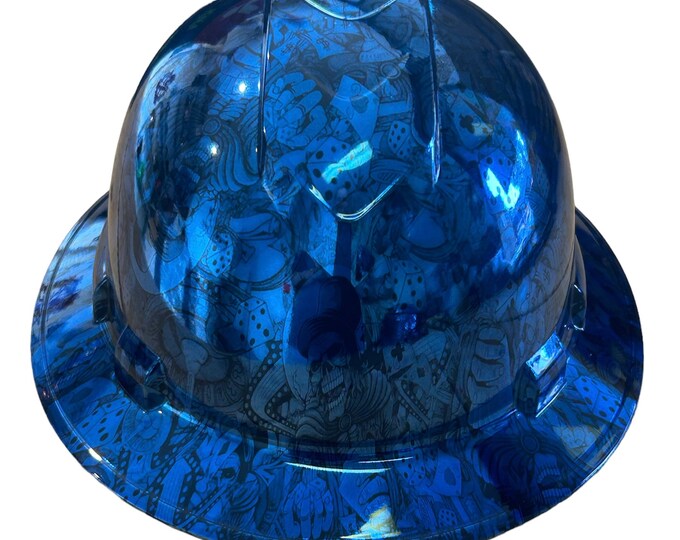 Custom Ridgeline Full Brim Hard Hat Chrome Kandy Blue Naughty Boy