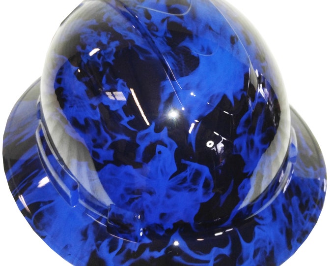 Hard Hat Ridgeline Full Brim Custom Blue Flames