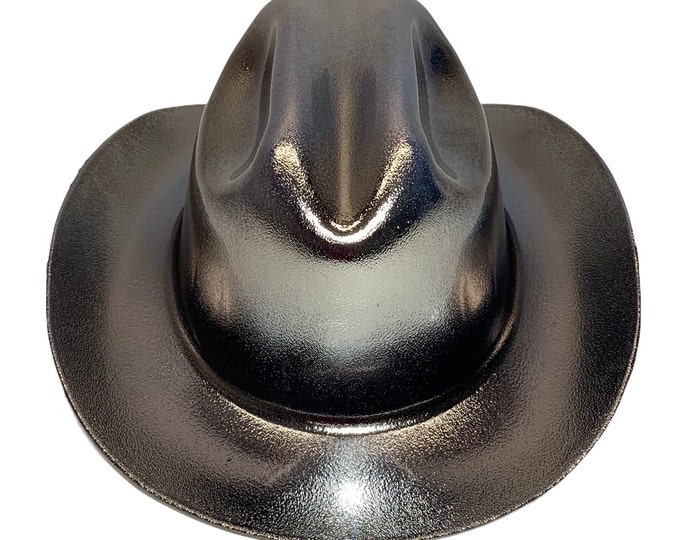Custom Western Outlaw  Chrome Over White Hard Hat