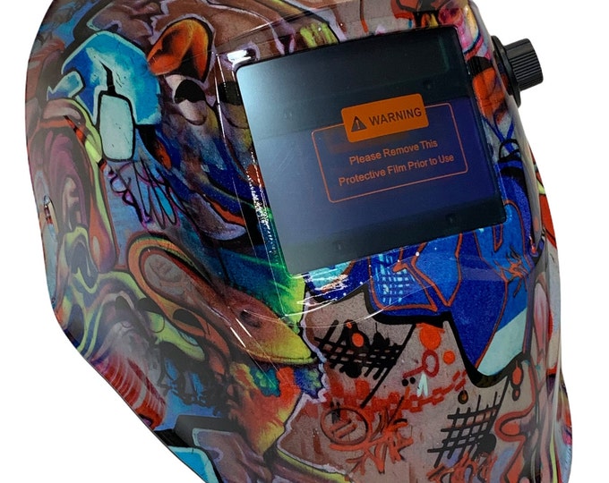 Hydro Dipped Custom Welding Helmet AUTO DARK WHAM10 Series Colored Graffiti