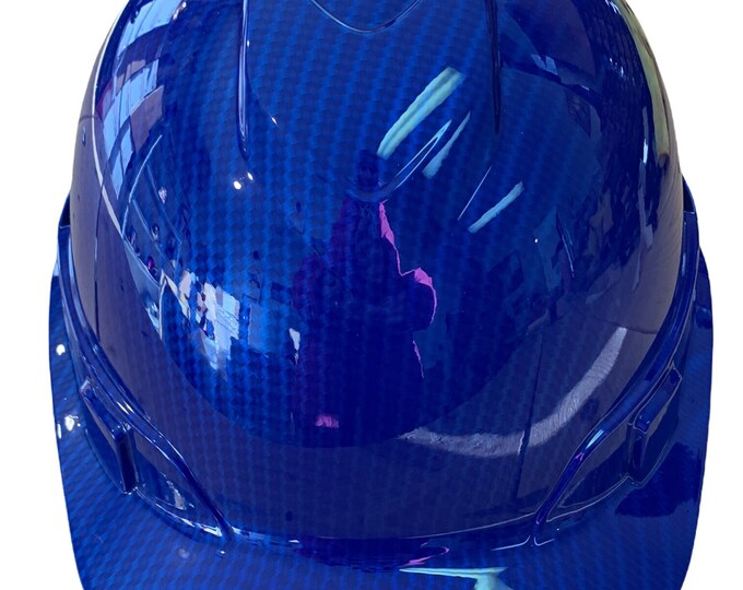 Custom Hard Hat Ridgeline Cap Style Blue True Weave Carbon Fiber