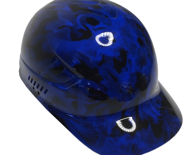 Custom Hydro Dipped Blue Flames Bump Cap
