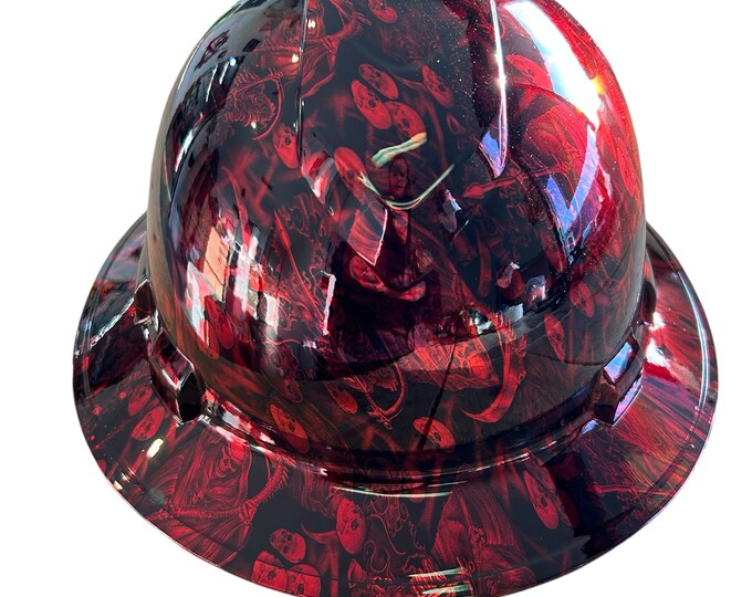 Custom Ridgeline Full Brim Hard Hat Chrome Kandy Red Reaper