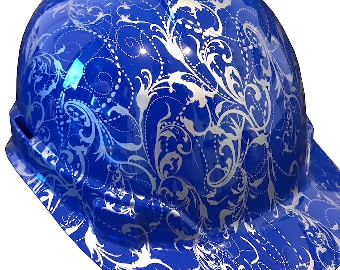 Custom Hard Hat Hydro Dipped Dark Blue Lilies Ridgeline Cap Style