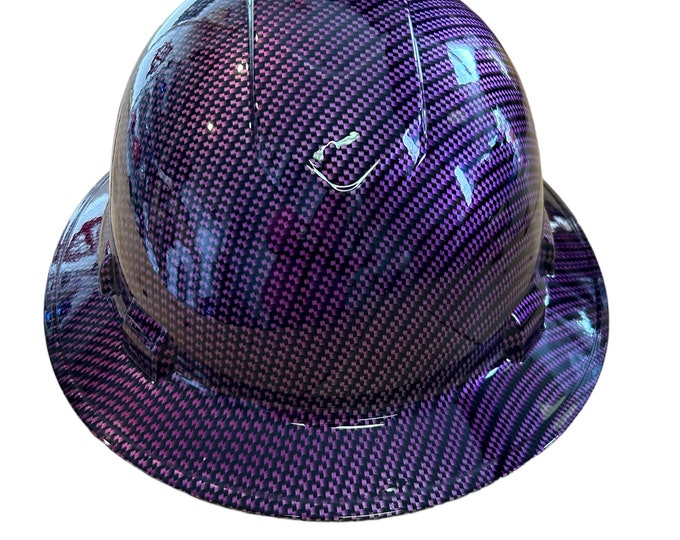 Custom Hard Hat Purple Kandy Square Carbon Fiber Hydro Dipped Full Brim Ridgeline